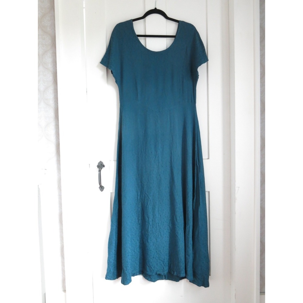 Bryn Walker Maxi Dress Small Floral Jacquard Rayon Boho Coastal Teal Green